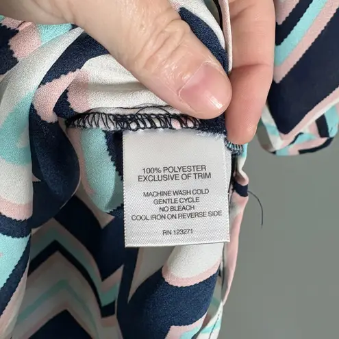 Wishful park Women's Y2K Chevron White, Blue, & Pink Top - Size Medium - Artsy