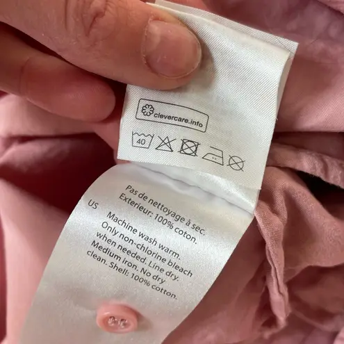 COS Pink Balloon Sleeve Cotton Midi Dress Size 6 Voluminous Puff Sleeve