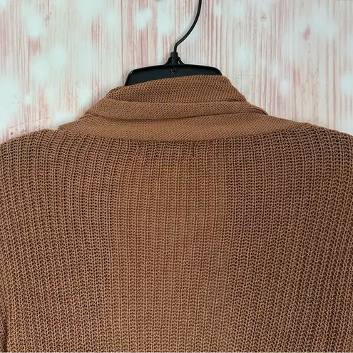 Bloom Chic Camel Tan Lapel Collar Patchwork Asymmetrical Hem Cardigan Size 22/24