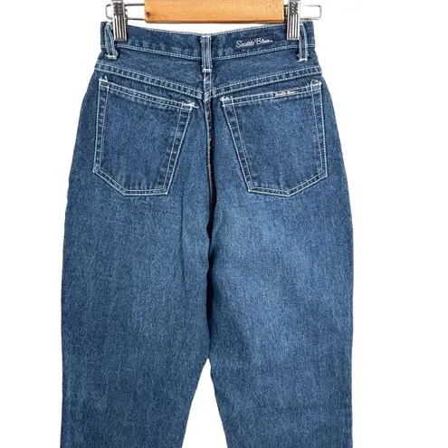 Vintage Seattle Blues Jeans Indigo Dye White Stitching High Waisted Size 3 Blue