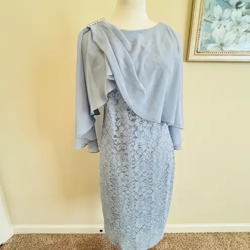 Scarlett Blue Dress with attached shawl