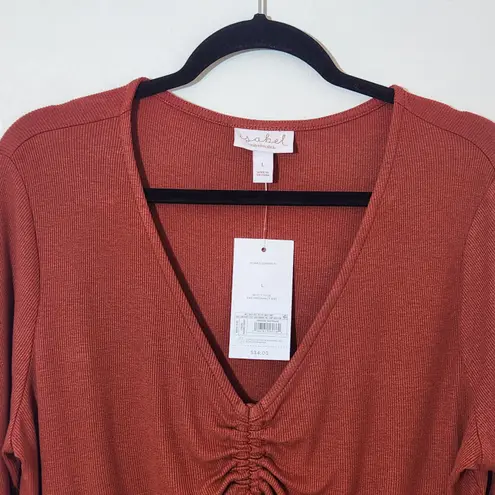 Isabel Maternity Rust Long Sleeve Crop Top NWT Size Large Maternity Red