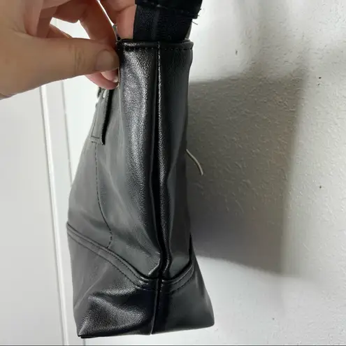 NWOT Black Pleather Shoulder Handbag Purse with Silver & Black Hardware