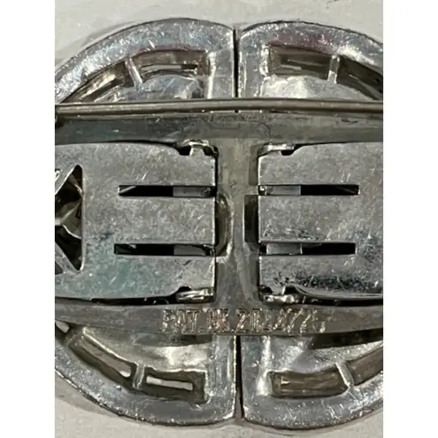 1930s rhinestone art deco duette pin brooch vintage silver tone Diamanté Clasp