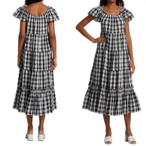 The Great The Nightingale Gingham Navy Maxi Dress Sz M