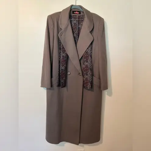 VINTAGE Alorna 100% Wool Coat with Scarf | Pockets | Fully Lined Paisley Print Brown Size undefined