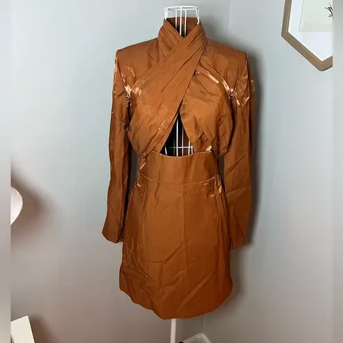 Keepsake The Label NEW Emilio Long Sleeve Mini Dress Size XS Rust Orange Hoco