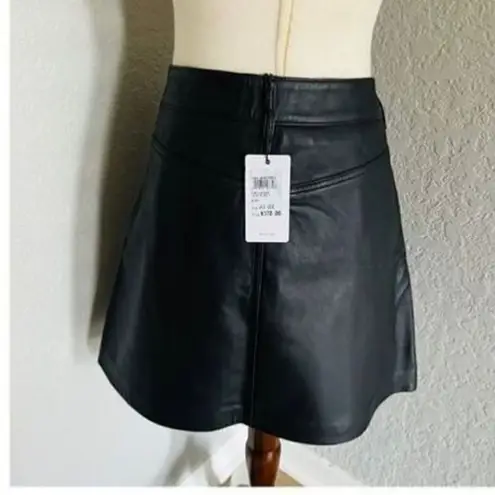 Reiss Mimi Paneled Leather Mini Skirt, Black, Size 10, Designer Luxury, NWT