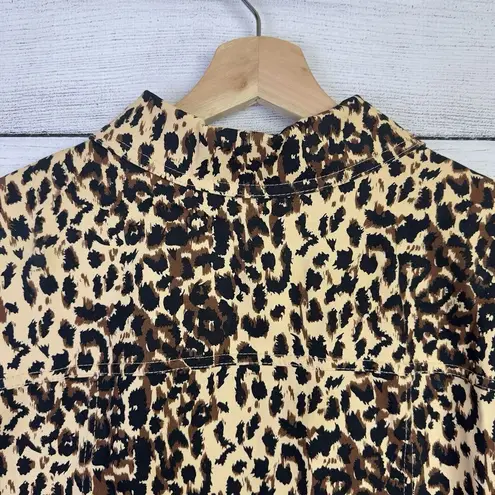 SAMANTHAS Cheetah Womens Sz 1X Jacket Denim Cotton Blend 3/4 Cuff Sleeve Western