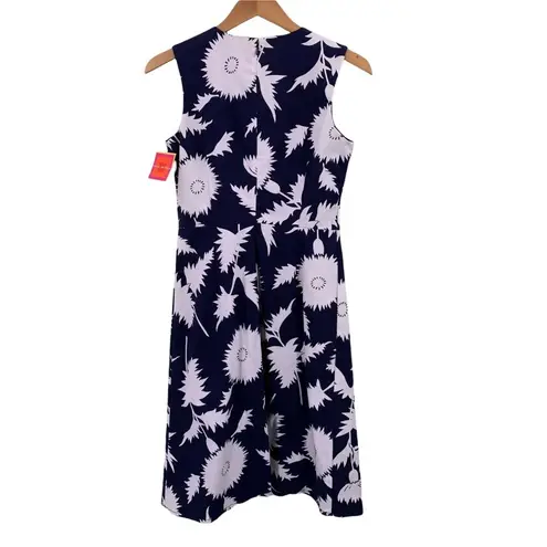 Isaac Mizrahi NWT Navy Blue White & Floral Cotton Sleeveless Dress Size 8