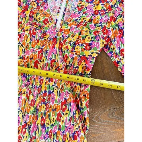 RIXO Target Floral Puff Sleeve Dress V