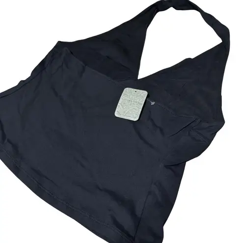 FP FREE PEOPLE INTIMATELY Still Here Halter Top Knit Deep V Black NWT Medium
