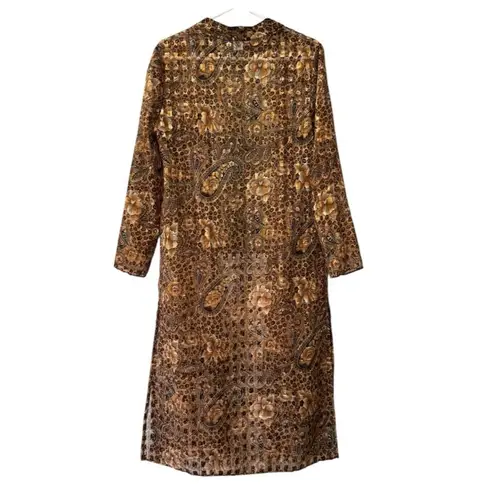 Midnight Velvet Women Size 8 Cardigan Open Front Sheer Duster Cover Up Vintage Gold