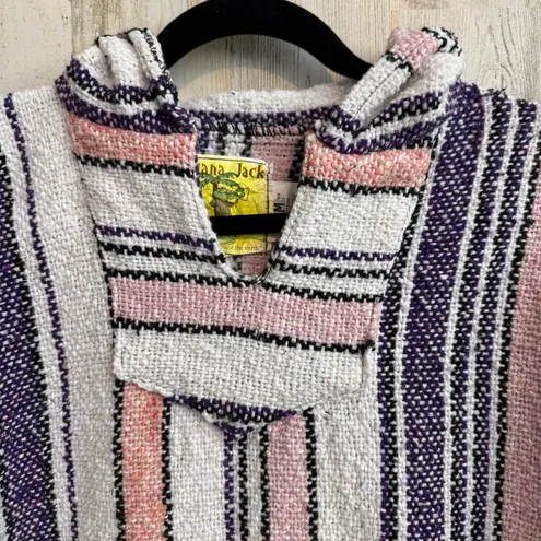 IGUANA JACK Medium Surfer Baja Boho Hiking Poncho Jacket Hoodie Multicolor