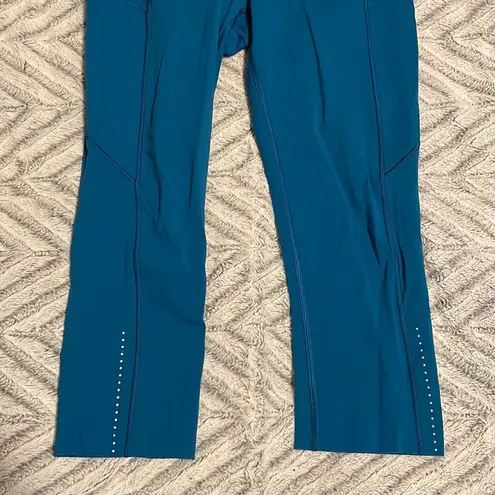 Lululemon  Fast Free HR Crop 19”L Reflective Size‎ 6 Blue Lagoon leggings