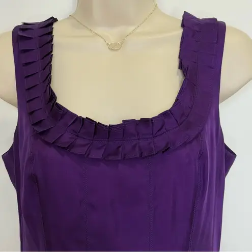 Badgley Mischka Silk Fit and Flare Dress Size 4 Satin Purple Elegant Cocktail