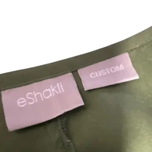 Eshakti Eshakli Square Neck Green Embroidered Floral Custom Dress