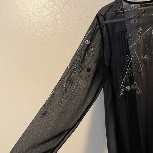 Soft Surroundings  Kimono Cover Up L Beaded Vampy Festival Witchy Whimsigoth Boho