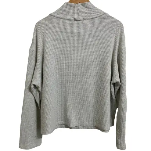 Monrow cowl neck waffle knit pullover in eggshell size XL White