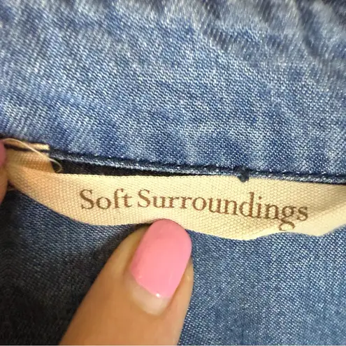 Soft Surroundings Roll Tab Tencel Lyocell Womens XL Long Sleeve Button Shirt