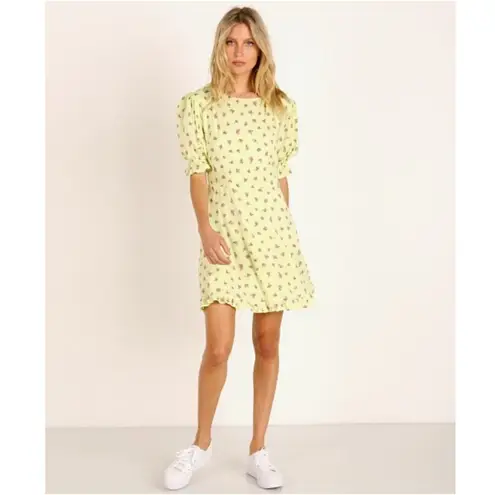 Faithfull the Brand Florence Mini Dress Luda Lime Floral Size Small NWT