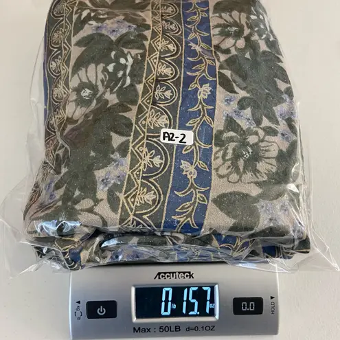 Vintage Vital Zone women’s pattern silk elastic cuff zip textured jacket medium Green