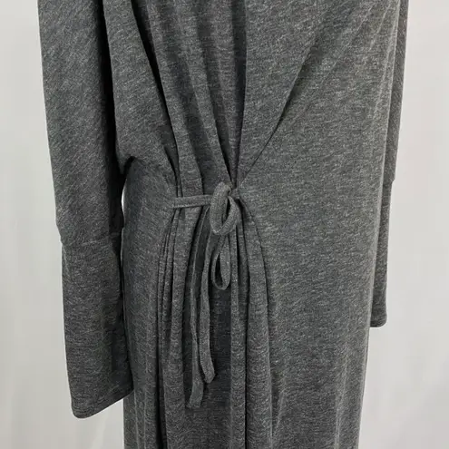 Caslon New Soft Knit Long Sleeve Side Tie Midi Dress Charcoal Grey Size Medium