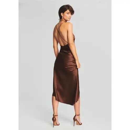 SER.O.YA Emma Dress in Chocolate Medium New Womens Maxi Satin Midi Brown