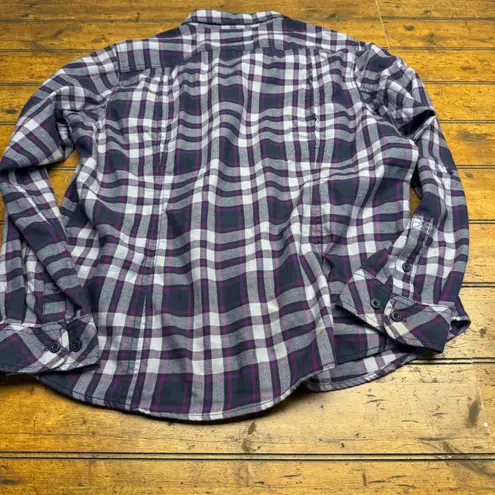Duluth Trading Company Plaid Flannel Shirt Womens XL Purple Long Sleeve Button