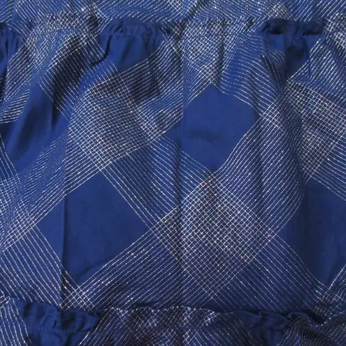 Hill House NWT Nesli Nap Dress in Navy Glitter Check Smocked Midi XS