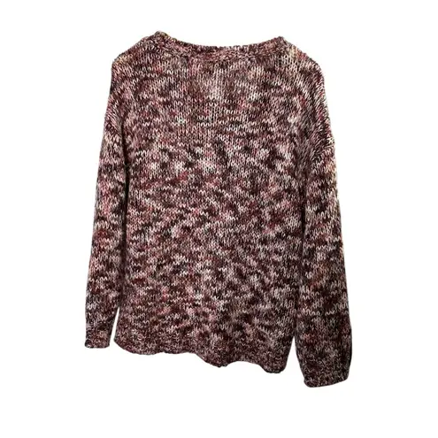 LOFT Chunky Knit Oversized Pullover Sweater Pink & Burgundy Medium Petite MP Size undefined