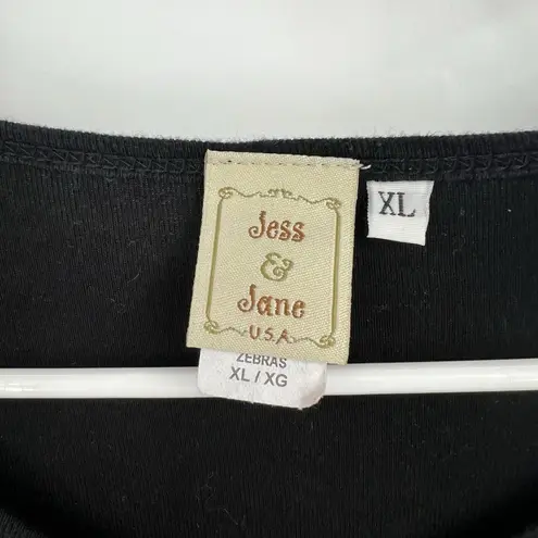 Jess Jane Top Womens XL Black Red Hearts Zebras Safari Bedazzled Embellished Y2k