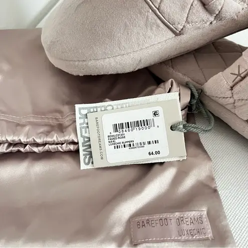 Barefoot Dreams Barefoot Dream LuxeChic Slippers Size 5/6 Small Faded Rose Loungewear Quilted