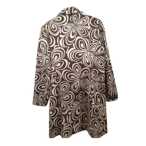 J. McLaughlin  Brown and Cream Psychedelic  Flower Power Coat