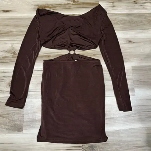 Princess Polly NEW  Henley Mini Dress Cutout Brown Women’s 12