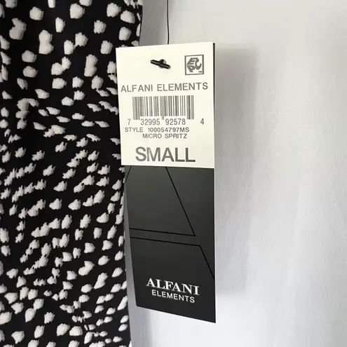 Alfani New  Dot Print V-Neck Shark Bite Hem Tunic Tank Top Black White