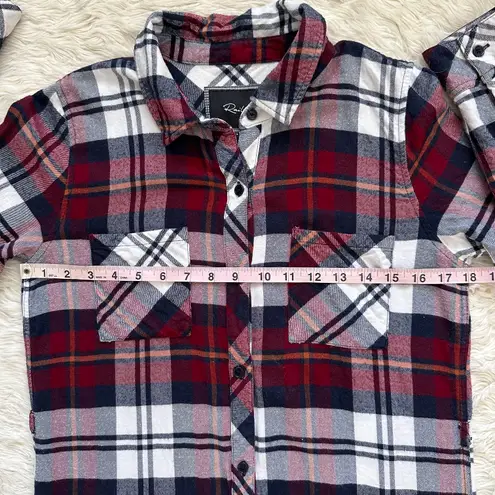 Rails Dress Nadine Button Down Long Sleeve Mini Plaid Red Navy White S