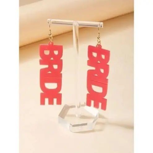 Bride Earrings Bridal Shower Bachelorette Party Statement Dangle Earrings Pink