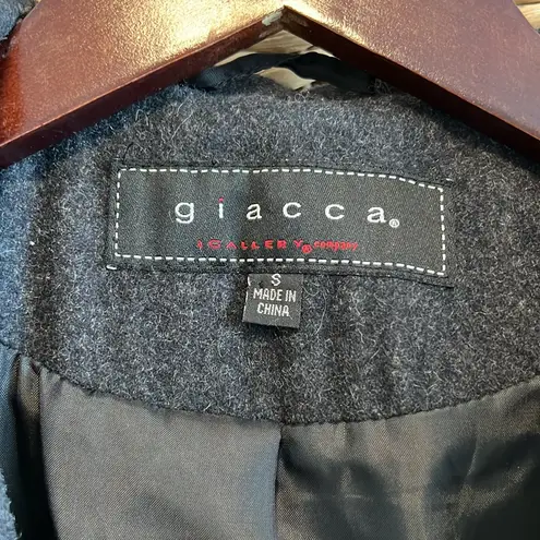 Giacca Button Front Wool Blend Heavy Weight Pea Coat w/Hood & Pockets, S Gray