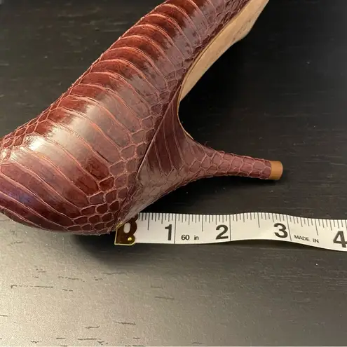 Loeffler Randall Brown Red Snakeskin Pointed Toe 3 Inch Heels Women’s Size 9.5