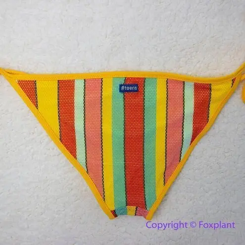 NEW Banana Moon rainbow stripes string tie up teens bikini bottom, size M Yellow Size M