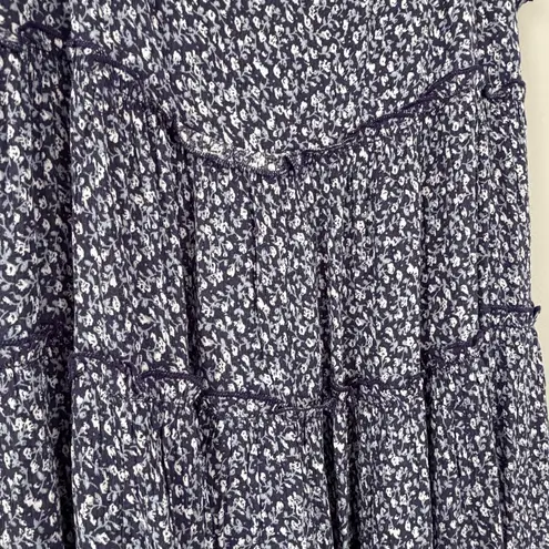 Lulus  Sitting in the Sun Navy Blue Floral Print Ruffled Babydoll Dress NEW Smal