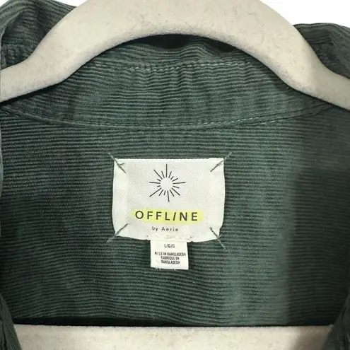 Aerie Offline By  Womens Sz L Green Corduroy Oversized Shacket Pullover Raw Edge - Image 5