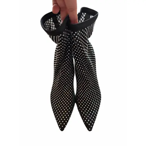 Open Edit Hazley Bootie Size Black Crystal 7.5 Pointed Toe NEW