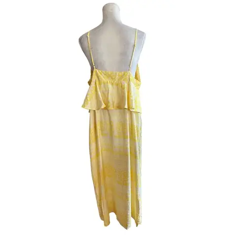 Future Collective Babydoll Yellow Maxi Dress Adjustable Straps & Ruffle Details Size 16