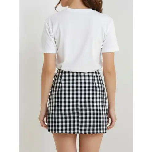 Sézane Pacome Mini Skirt, Black/Ecru Gingham, FR36/US4