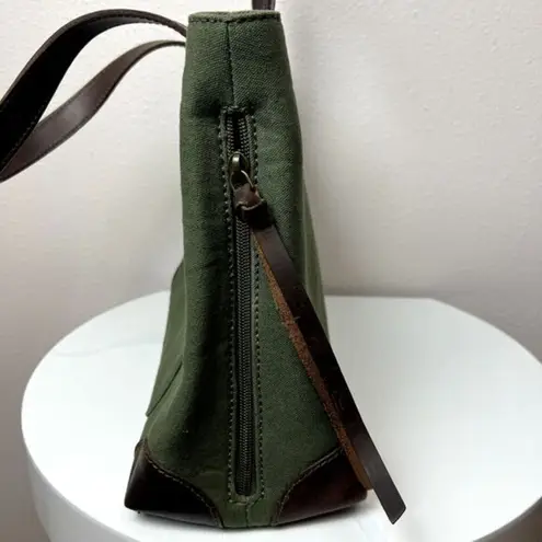 Versacarry Concel Carry Tote Olive Green Brown‎ Leather Trim 14.5"X10" Handbag