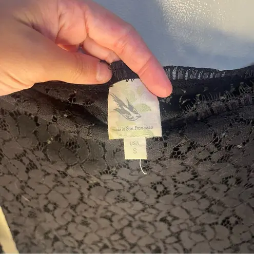 Anthropologie Weston Wear Black Sheer Lace Top 3/4 Sleeve Small Whimsigoth