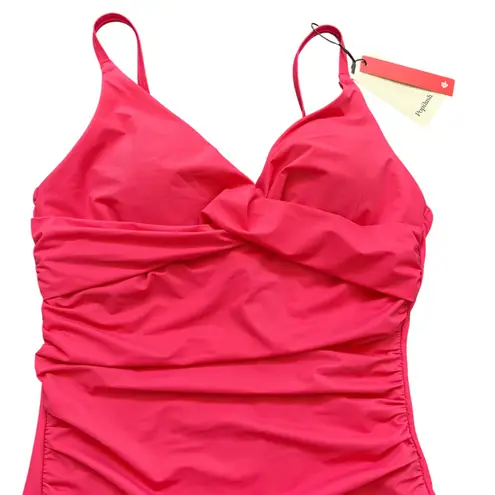 Popilush Ruched One Piece Swimsuit Tummy Control Padded Hot Pink M Size M