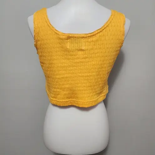 Vintage Romantic Expressions 90s Marigold Pointelle Cropped Tank Top Size Large Yellow